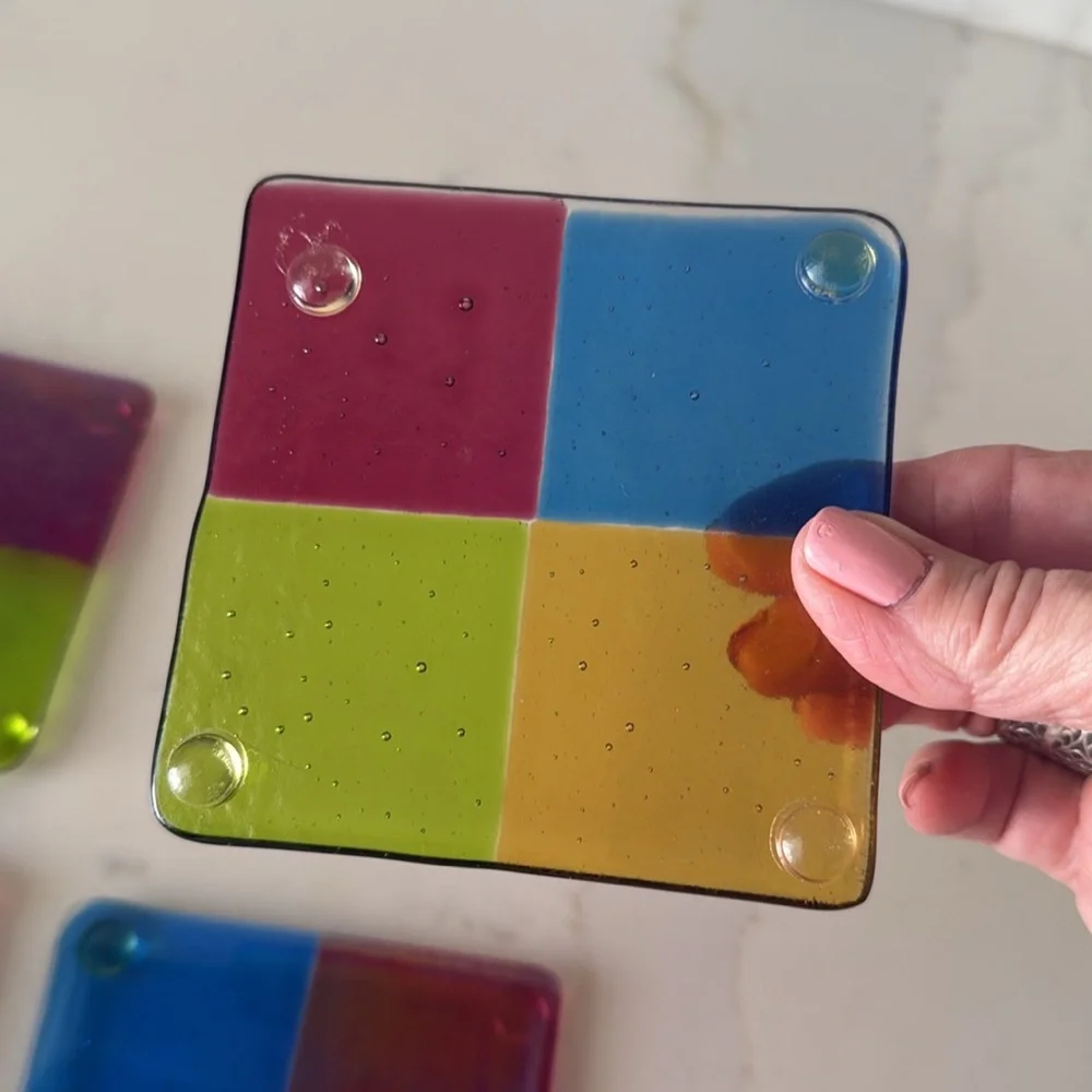 Color Block  Glass Coasters Set of 4